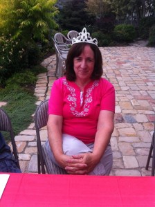 Karen, our new president. I gave her a tiara to go with the new position.